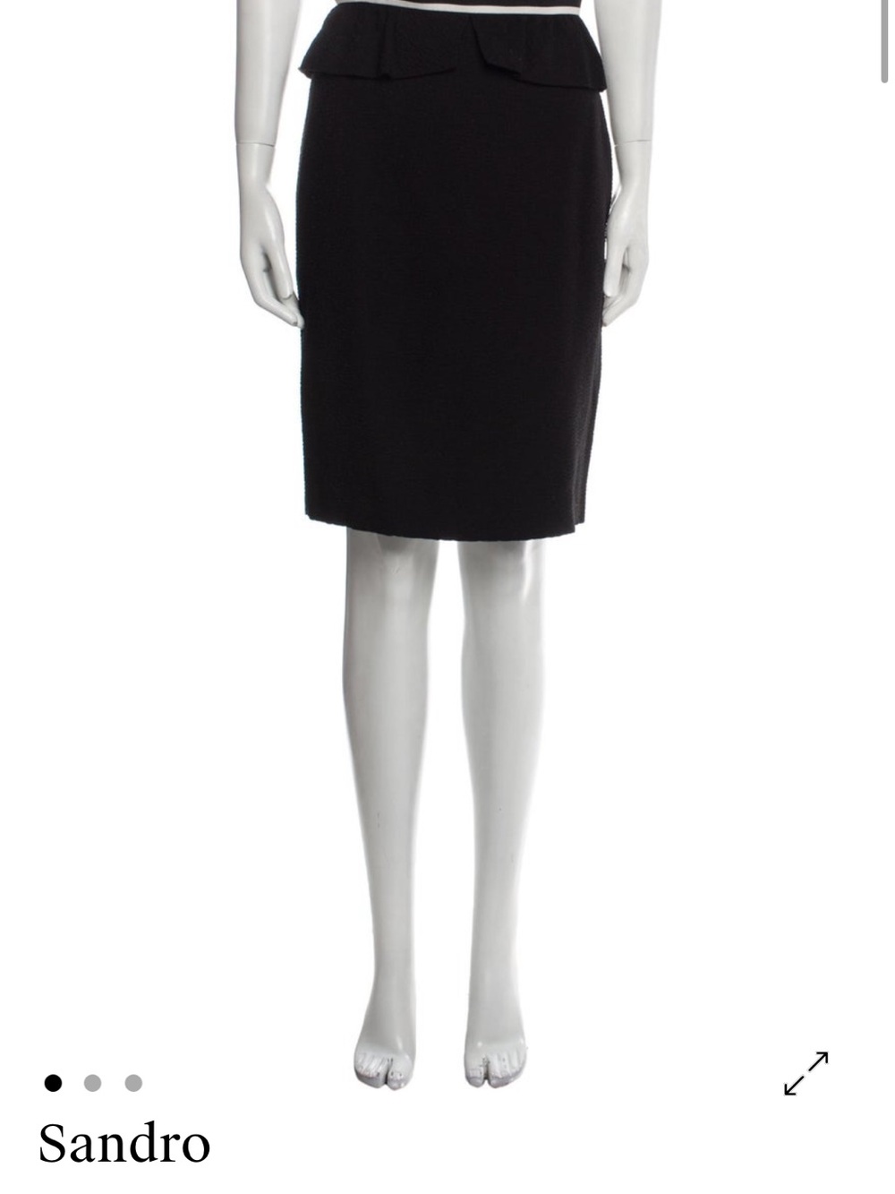 Sandro Black Peplum-Trim Pencil Skirt
